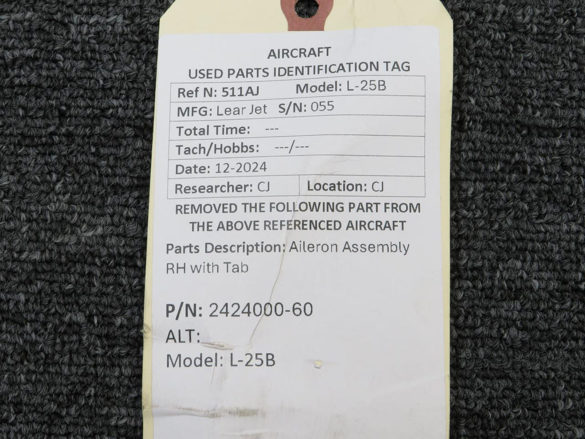 LearJet 2424000-60 Lear Jet L-25B Aileron Assembly RH with Tab