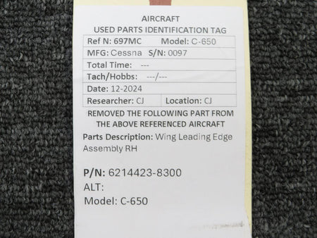 Cessna Aircraft Parts 6214423-8300 Cessna C-650 Wing Leading Edge Assembly RH