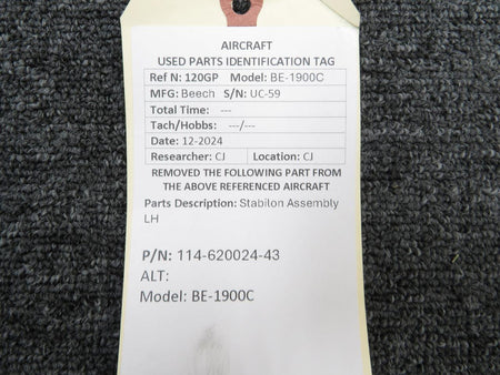 Beechcraft Parts 114-620024-43 Beech BE-1900C Stabilon Assembly LH