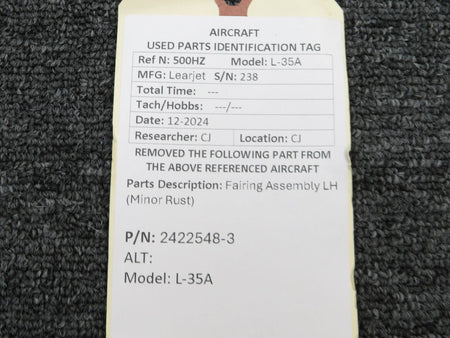 LearJet 2422548-3 Learjet L-35A Fairing Assembly LH (Minor Rust)