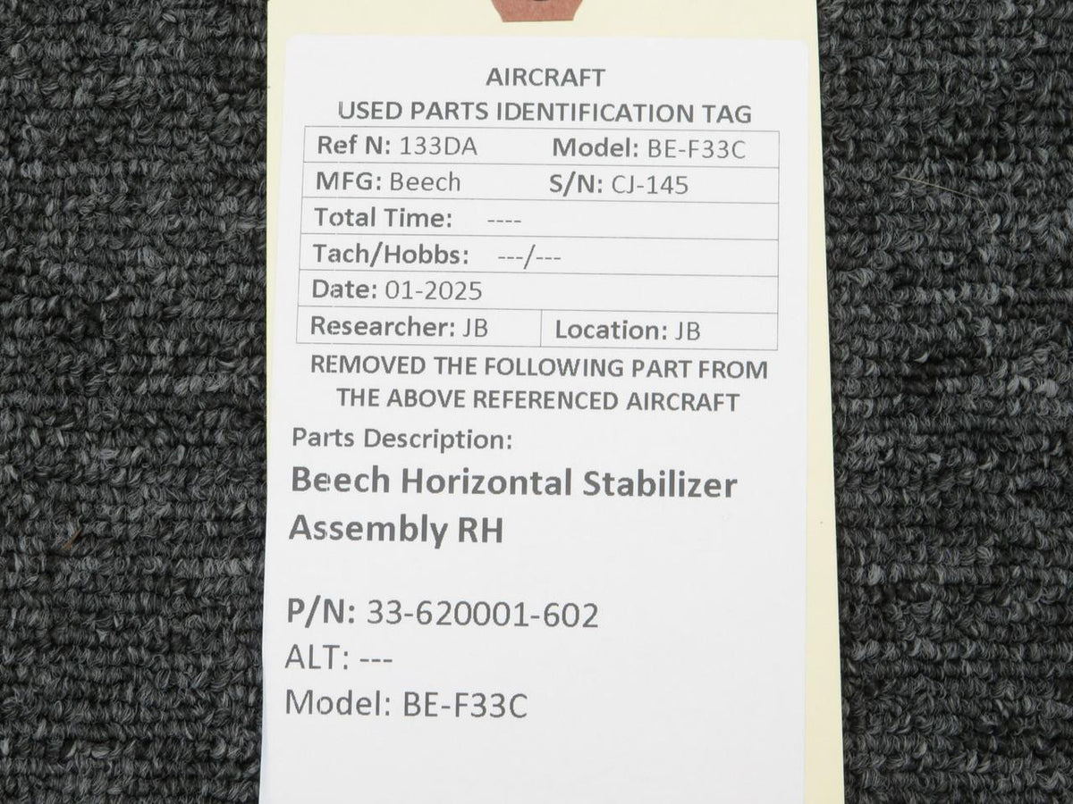 Beechcraft Parts 33-620001-602 Beech BE-F33C Horizontal Stabilizer Assembly RH