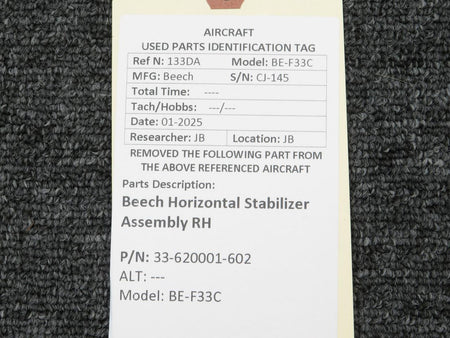 Beechcraft Parts 33-620001-602 Beech BE-F33C Horizontal Stabilizer Assembly RH