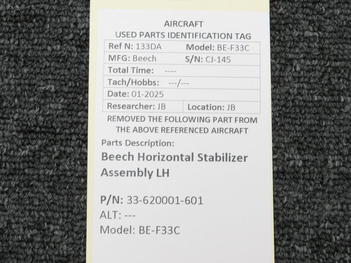 Beechcraft Parts 33-620001-601 Beech BE-F33C Horizontal Stabilizer Assembly LH