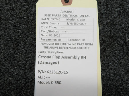 Cessna Aircraft Parts 6225120-15 Cessna C-650 Flap Assembly RH (Damaged)