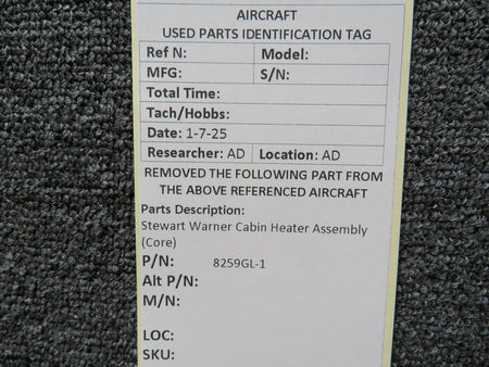 Stewart-Warner 8259GL-1 Stewart Warner Cabin Heater Assembly (Core)