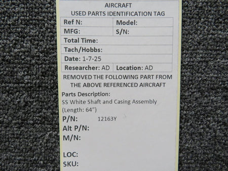 SS White Industries 12163Y SS White Shaft and Casing Assembly (Length: 64”)