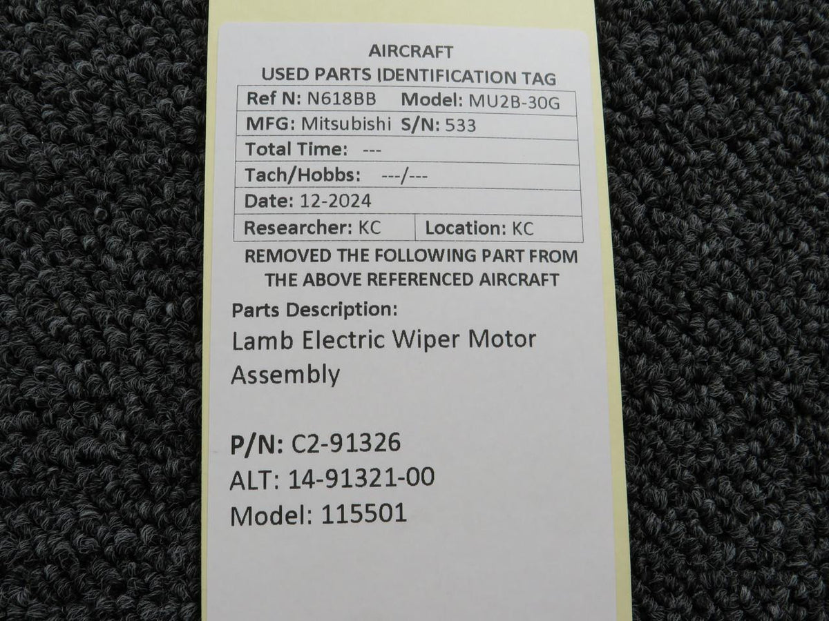 Lamb Electric C2-91326 (Use: 14-91321-00) Lamb Electric 115501 Wiper Motor Assembly