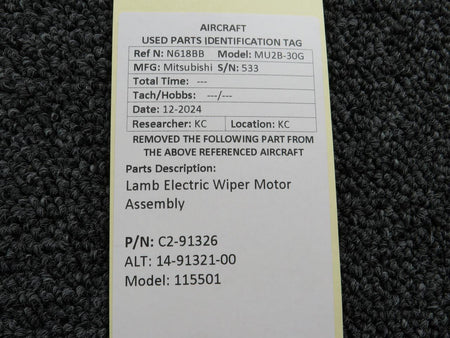 Lamb Electric C2-91326 (Use: 14-91321-00) Lamb Electric 115501 Wiper Motor Assembly
