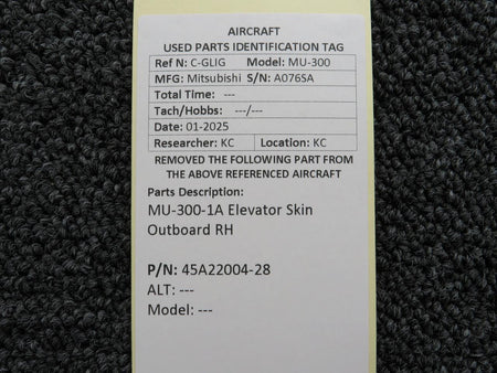 No Brand 45A22004-28 MU-300-1A Elevator Skin Outboard RH