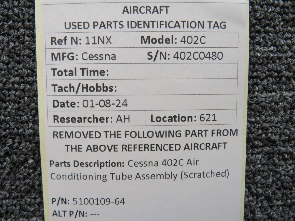 Cessna Aircraft Parts 5100109-64 Cessna 402C Air Conditioning Tube Assembly (Scratched)
