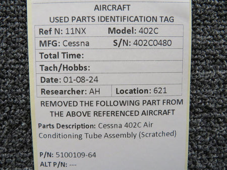 Cessna Aircraft Parts 5100109-64 Cessna 402C Air Conditioning Tube Assembly (Scratched)