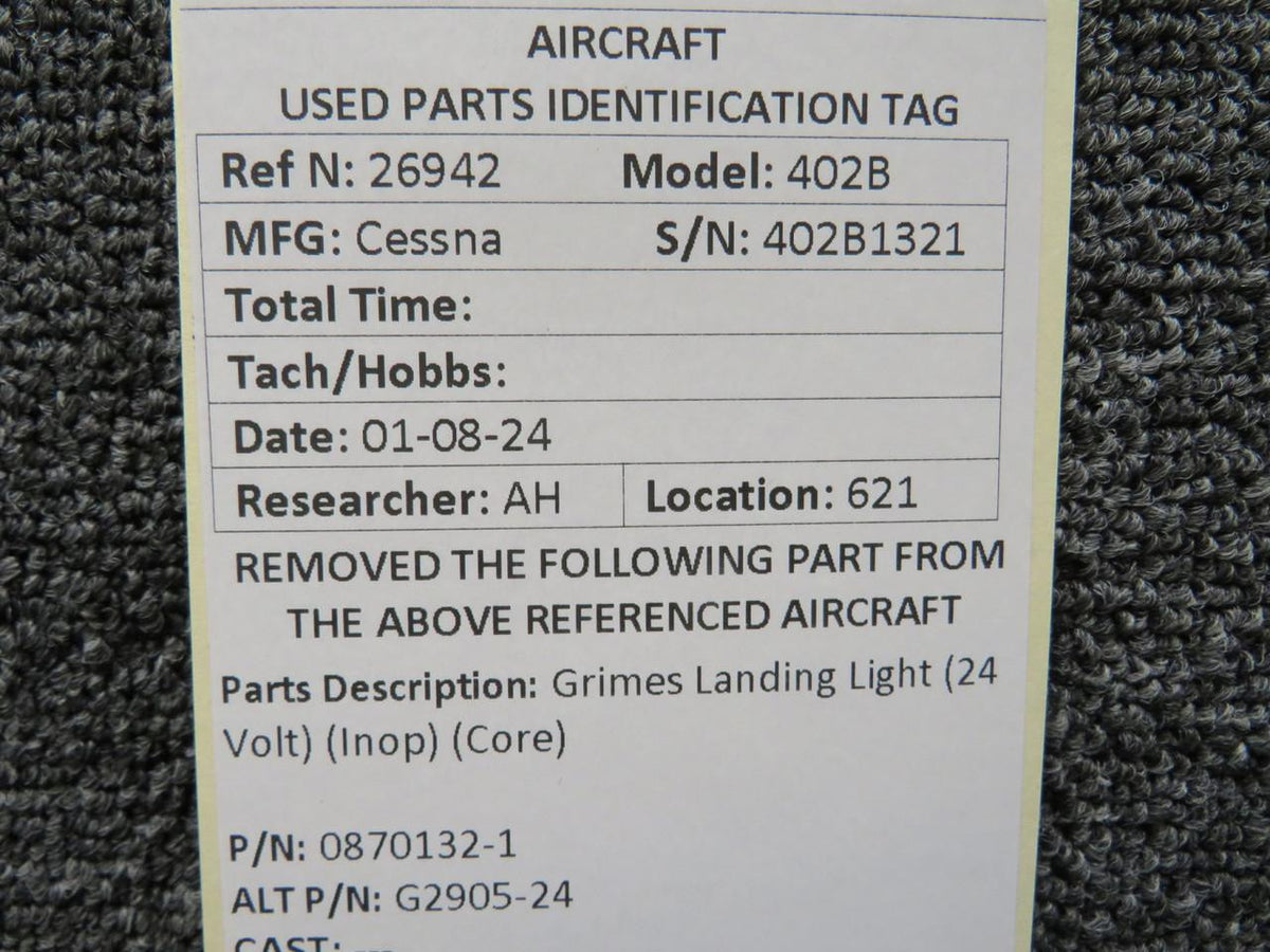 Grimes 0870132-1 (Alt: G2905-24) Grimes Landing Light (Volt: 24) (Inop) (Core)