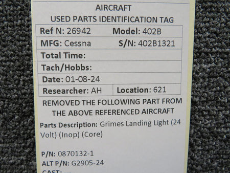 Grimes 0870132-1 (Alt: G2905-24) Grimes Landing Light (Volt: 24) (Inop) (Core)