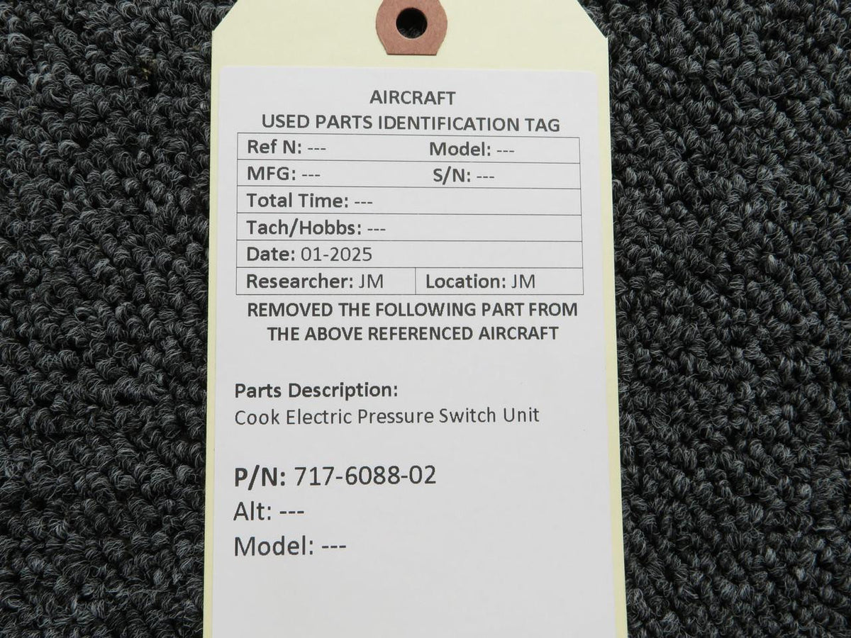 Cook Electric 717-6088-02 Cook Electric Pressure Switch Unit