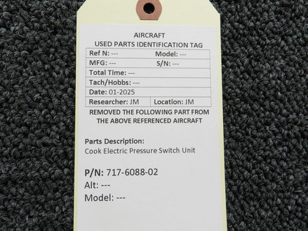 Cook Electric 717-6088-02 Cook Electric Pressure Switch Unit