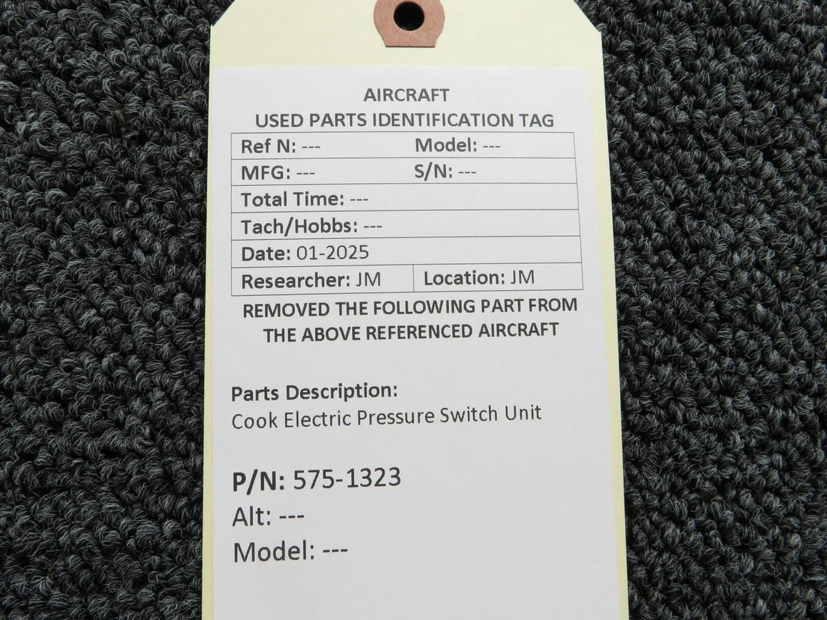 Cook Electric 575-1323 Cook Electric Pressure Switch Unit
