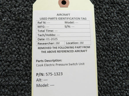 Cook Electric 575-1323 Cook Electric Pressure Switch Unit