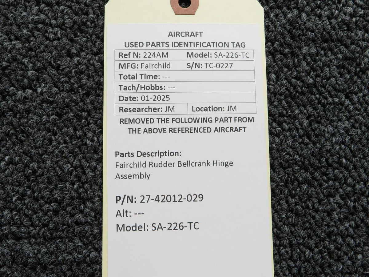 Fairchild Aviation 27-42012-029 Fairchild SA-226-TC Rudder Bellcrank Hinge Assembly