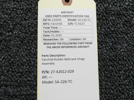 Fairchild Aviation 27-42012-029 Fairchild SA-226-TC Rudder Bellcrank Hinge Assembly