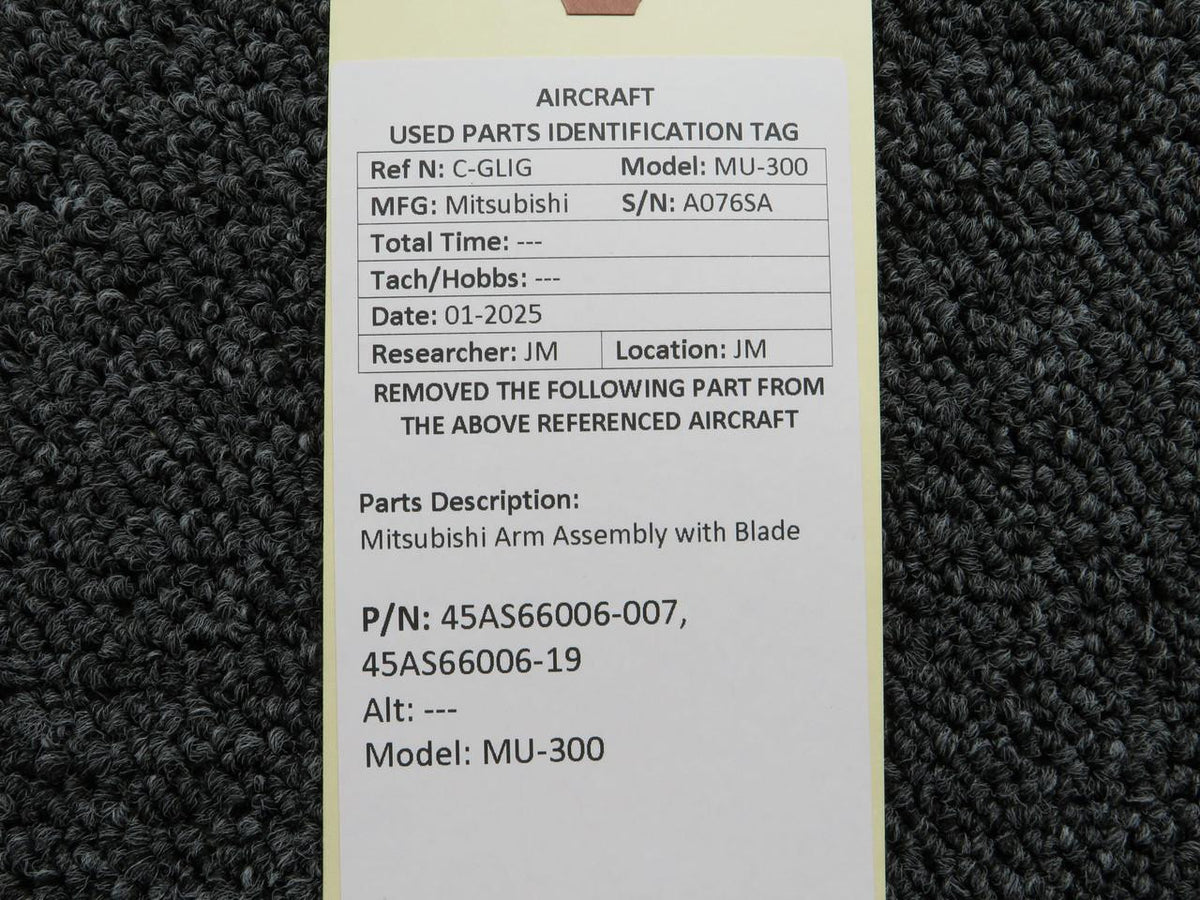 Mitsubishi 45AS66006-007, 45AS66006-19 Mitsubishi MU-300 Arm Assembly with Blade
