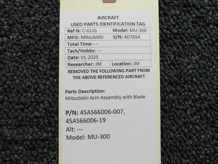 Mitsubishi 45AS66006-007, 45AS66006-19 Mitsubishi MU-300 Arm Assembly with Blade