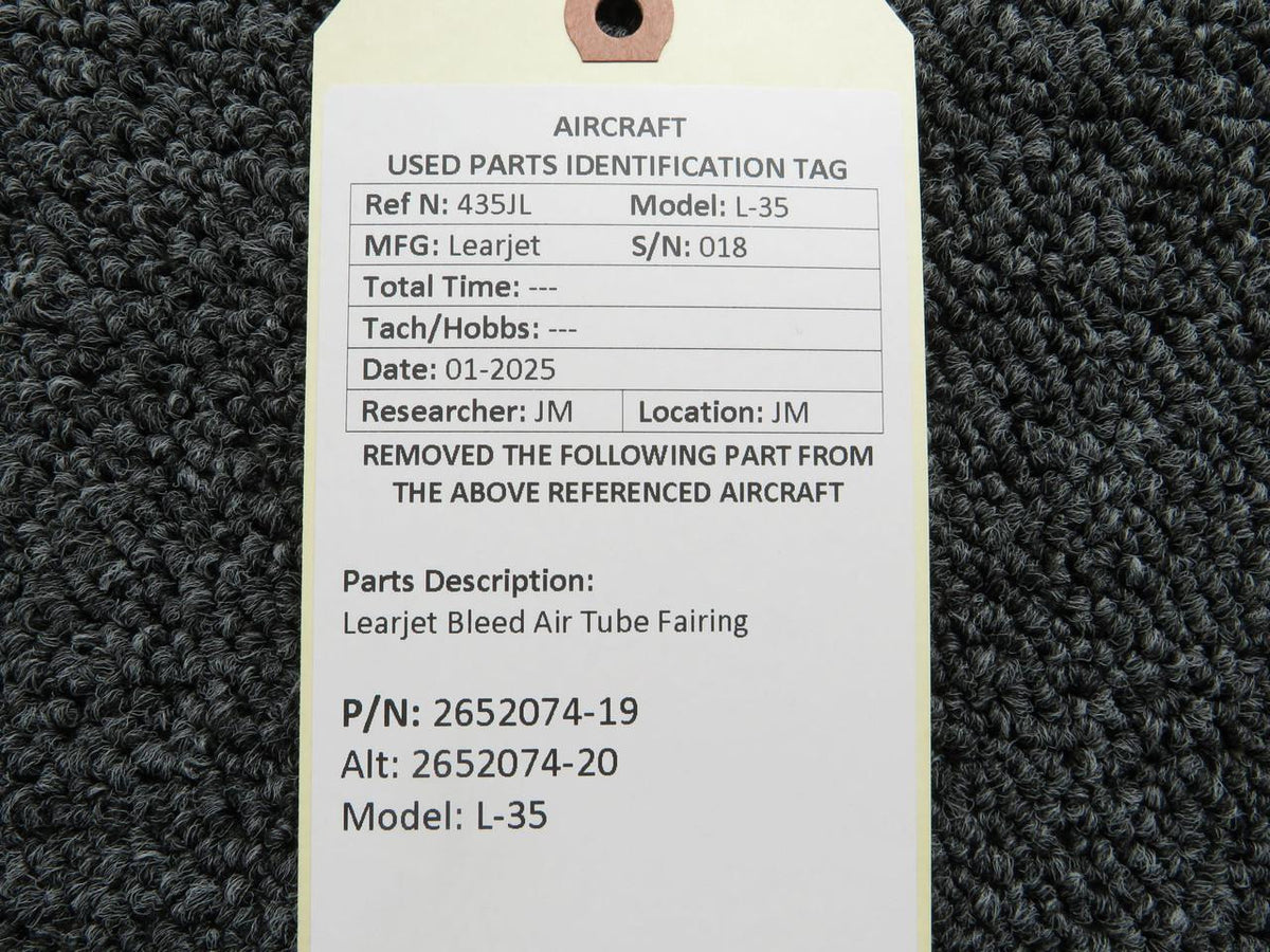LearJet 2652074-19 (Use: 2652074-20) Learjet 35 Bleed Air Tube Fairing