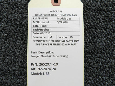 LearJet 2652074-19 (Use: 2652074-20) Learjet 35 Bleed Air Tube Fairing