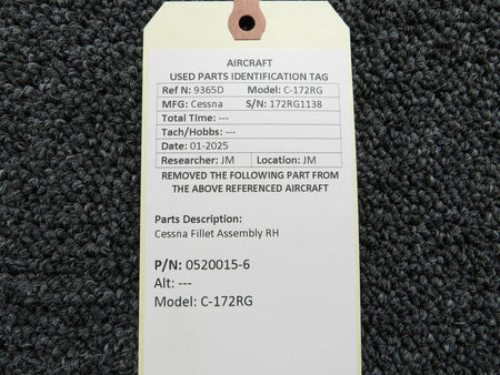 Cessna Aircraft Parts 0520015-6 Cessna 172RG Fillet Assembly RH