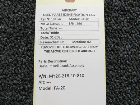 Dassault MY20-218-10-810 Dassault FA-20 Bellcrank Assembly