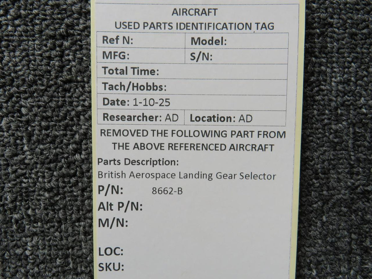 British Aerospace 8662-B British Aerospace Landing Gear Selector