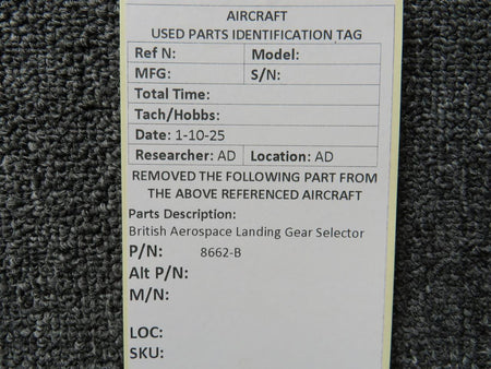 British Aerospace 8662-B British Aerospace Landing Gear Selector