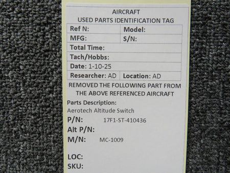 Aerotech 17F1-ST-410436 Aerotech MC-1009 Altitude Switch