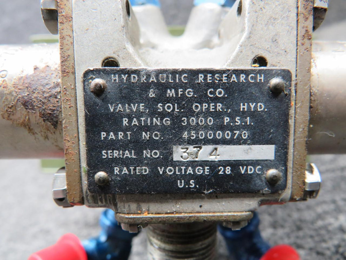 No Brand 45000070 Hydraulic Research Hydraulic Valve w Restrictor & Mount (3000PSI) (28V)