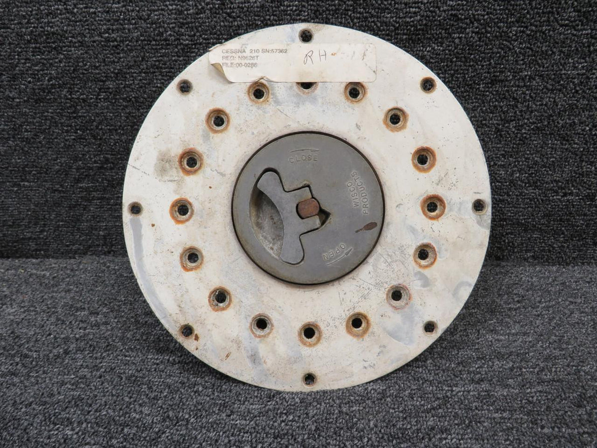 Cessna Aircraft Parts 0721303-5 Cessna 210 Fuel Cap and Adapter Assembly (Worn, Rusted)