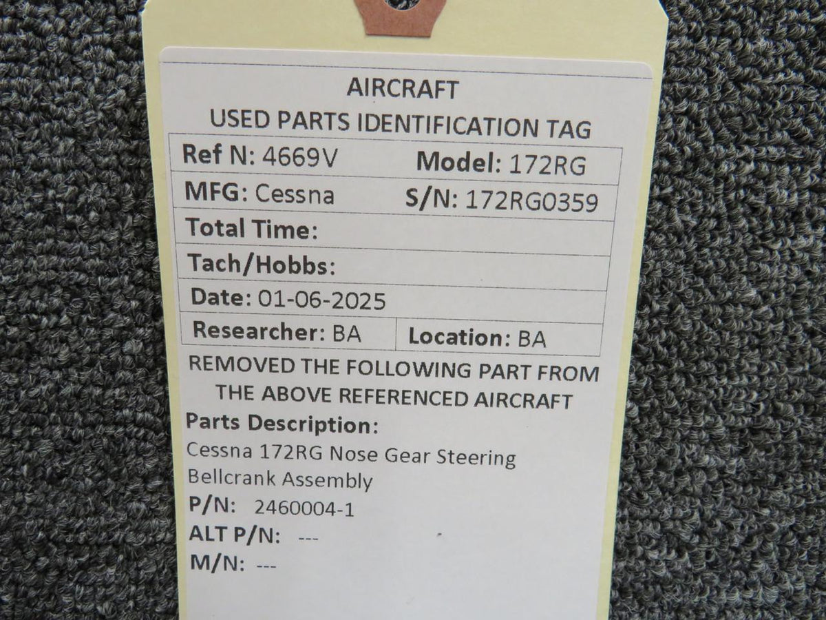 Cessna Aircraft Parts 2460004-1 Cessna 172RG Nose Gear Steering Bellcrank Assembly