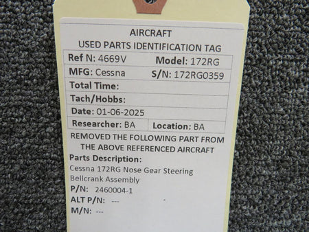 Cessna Aircraft Parts 2460004-1 Cessna 172RG Nose Gear Steering Bellcrank Assembly