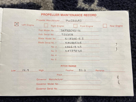McCauley 3AF32C93-N McCauley Three Blade Propeller LH w Logbooks (Prop Struck, Core)