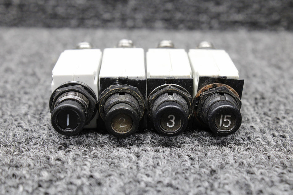 7277-2-1, 7277-2-2, 7277-2-3, 7277-2-15 Klixon Push Breaker Set of 4