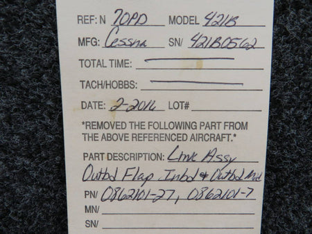 0862101-27 / 0862101-7 Cessna 421B Flap Link Assembly Inboard & Outboard Mid BAS Part Sales | Airplane Parts
