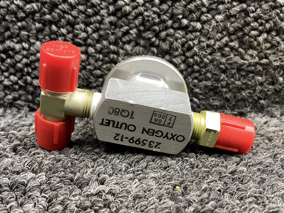 23599-12 (Alt: 752-610) Piper PA34-220T Oxygen Outlet Valve RH (Minus Lid)