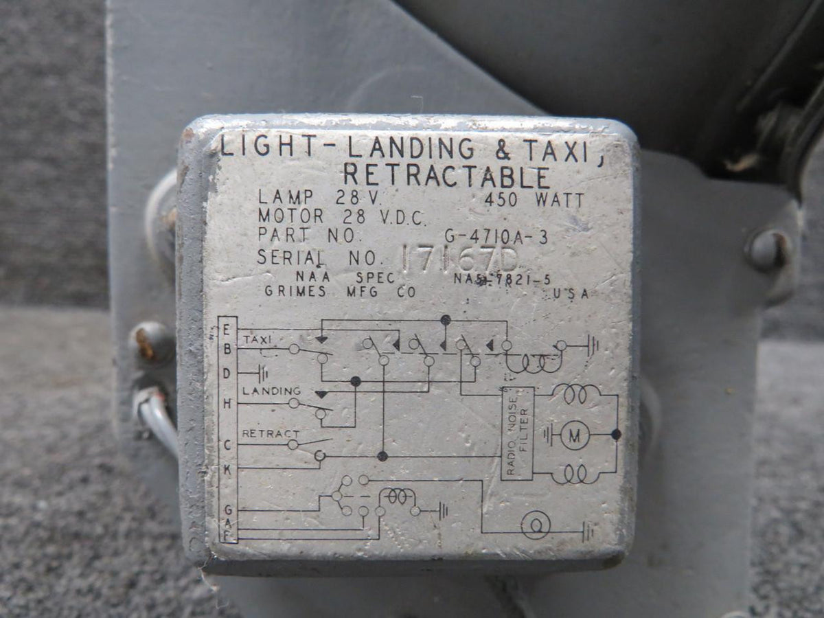 Grimes G-4710A-3 Grimes Electric Landing Light Assembly (28V) (Bent Rim)