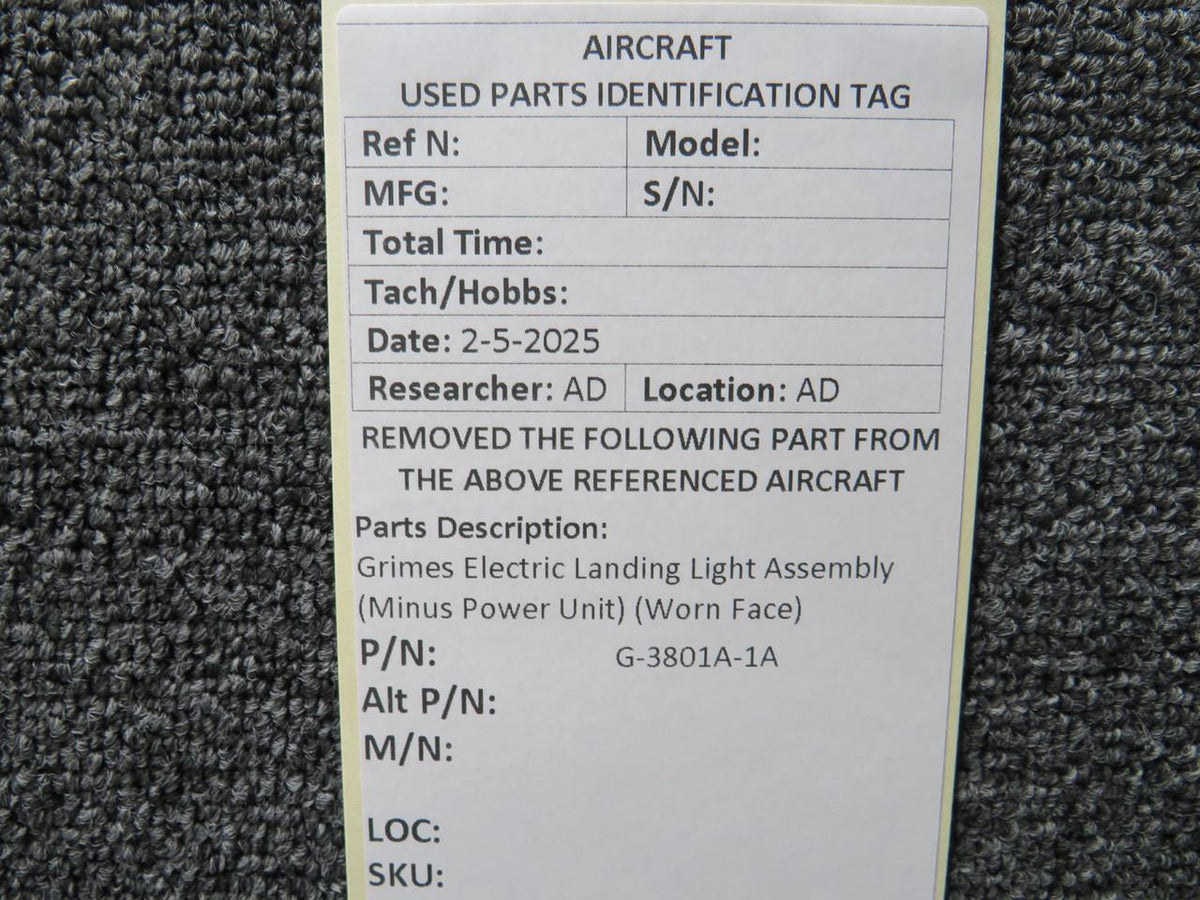 Grimes G-3801A-1A Grimes Electric Landing Light Assembly (Minus Power Unit) (Worn Face)