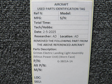 Grimes G-3801A-1A Grimes Electric Landing Light Assembly (Minus Power Unit) (Worn Face)