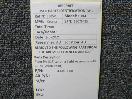 Piper Aircraft Parts 43048-000 Piper PA-31T Landing Light Assembly with Bulbs (Worn Paint)
