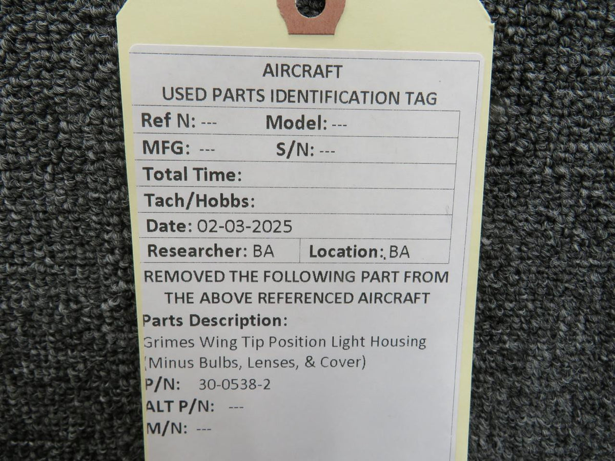 Grimes 30-0538-2 Grimes Wing Tip Position Light Housing (Minus Bulbs, Lenses, & Cover)