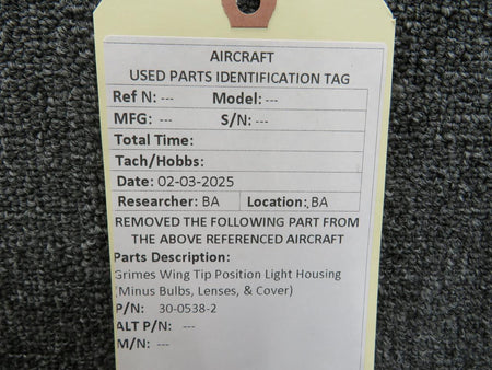 Grimes 30-0538-2 Grimes Wing Tip Position Light Housing (Minus Bulbs, Lenses, & Cover)