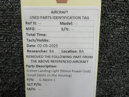 Grimes G-3600A-1 Grimes Landing Light (Minus Power Unit) (Small Dents on the Housing)