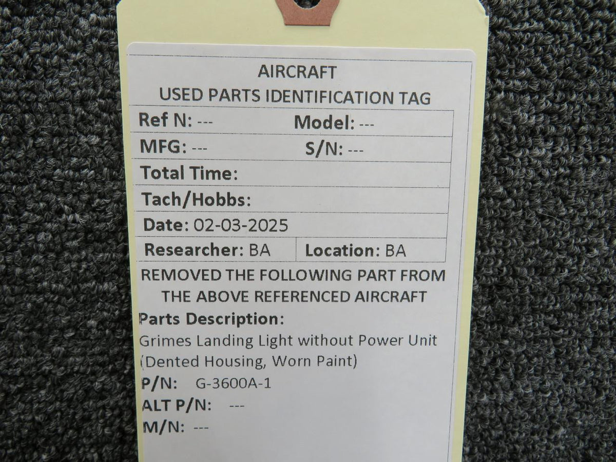 Grimes G-3600A-1 Grimes Landing Light without Power Unit (Dented Housing, Worn Paint)