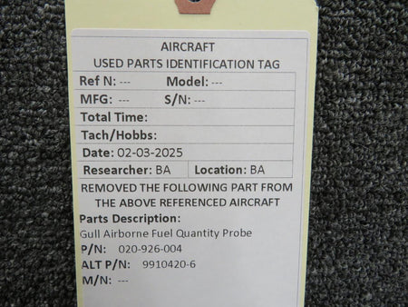 Gull Airborne 020-926-004 (Alt: 9910420-6) Gull Airborne Fuel Quantity Probe