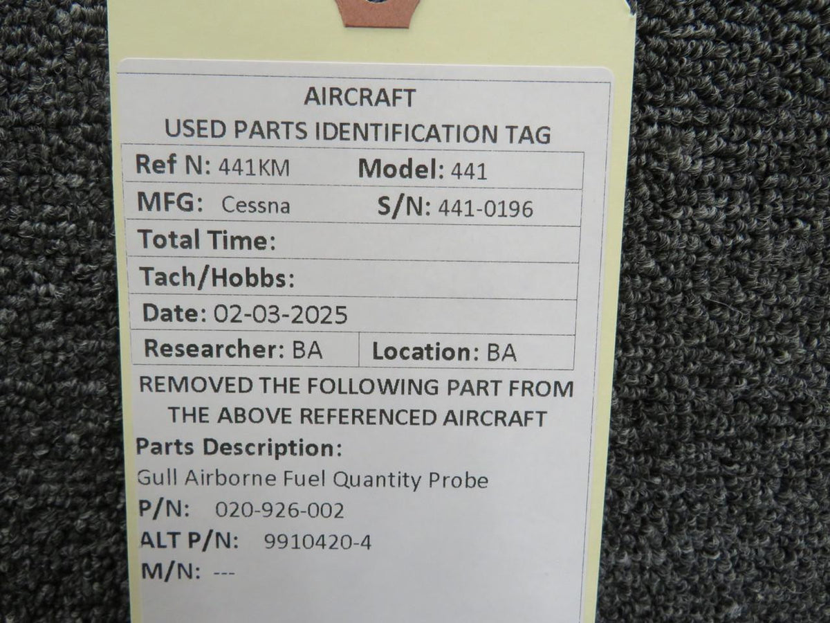Gull Airborne 020-926-002 (Alt: 9910420-4) Gull Airborne Fuel Quantity Probe
